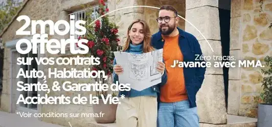 Du 31 mars et le 31 octobre 2025, - 15% sur la première cotisation annuelle de vos assurances santé et capital décès MMA.