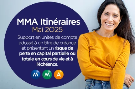 MMA Itinéraires Janvier 2025. Support en unités de comptes adossé à un titre de créance et présentant un risque de perte en capital partielle ou totale en cours de vie et à l'échéance.
